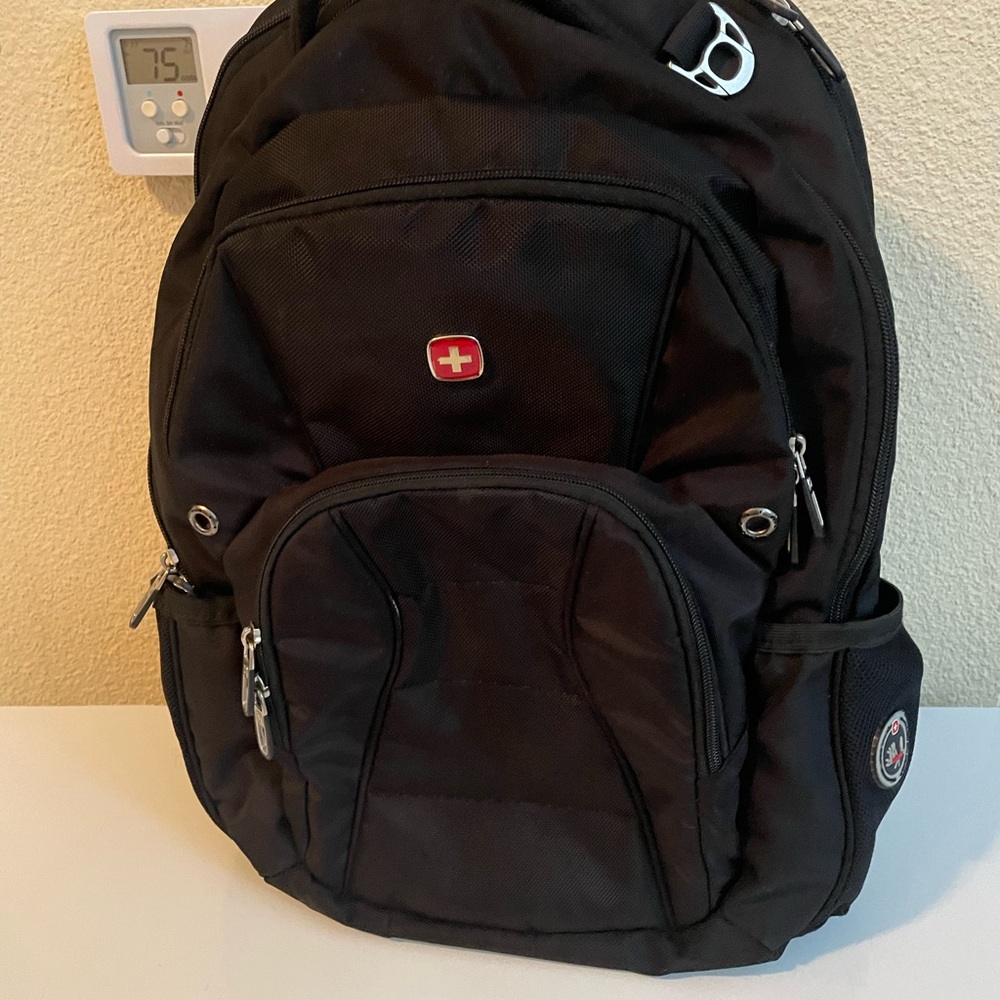 SwissGear Black Backpack with Silver Accents